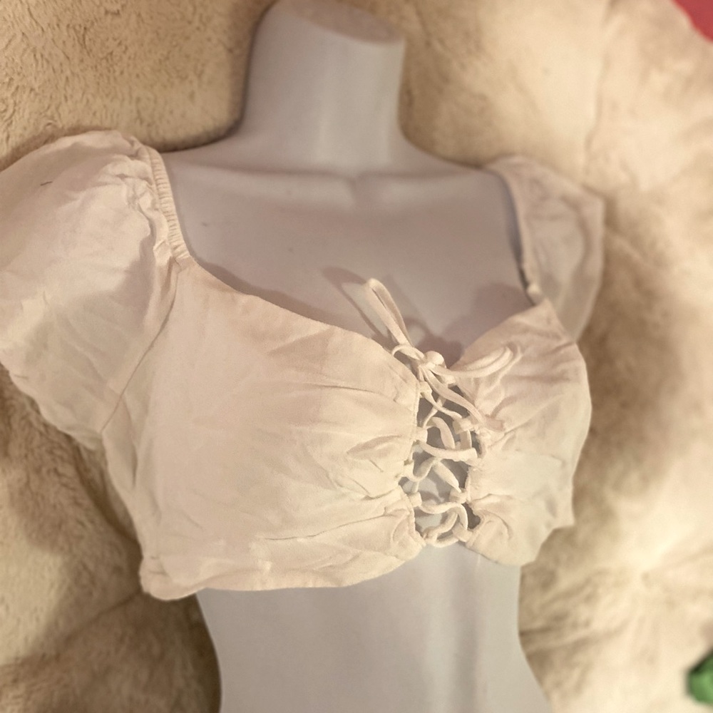 White Cropped Tie Top